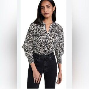 APIECE APART Yerba Pintucked Floral-print Organic Cotton-voile Blouse